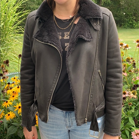 Piperlime Jackets & Blazers - Faux Shearling Moto Jacket Black Small Piperlime